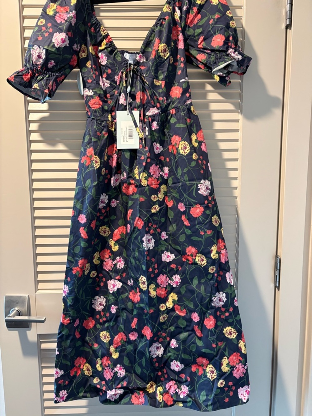 NWT Hill House Home The Ophelia Nap Dress Navy Peony Bouquet Cotton Sateen